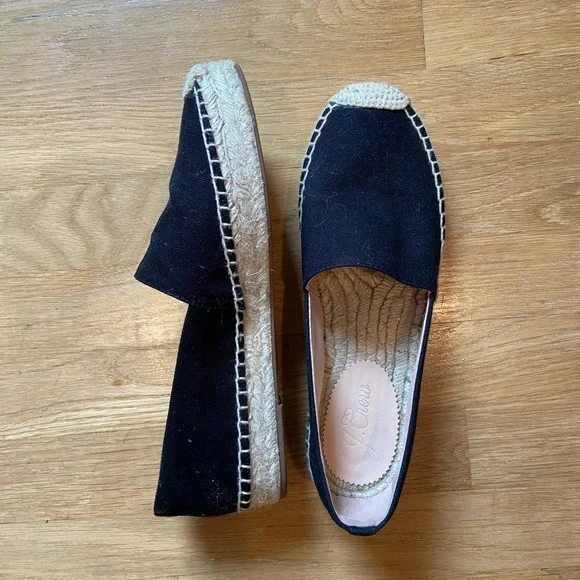 J. Crew Black and Cream Espadrilles Slip-On Shoes - Picture 2 of 5